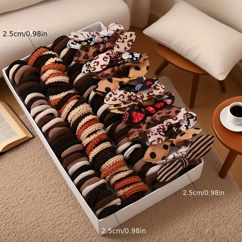 Women's Bohemian Hair Accessories Set - Different Styles (Bows, Bunnies, Hearts, Flowers, Polka Dots, Stripes, Plaid, Houndstooth) - All-Season Hair Clips, Barettes, Elastics & Pins for Girls & Women, /Party/Everyday Gift