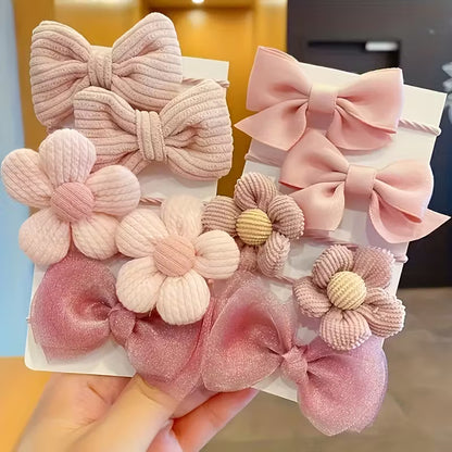 pack of 10 Sweet Style Bow Floral Designs, Featuring Strong Elasticity That Won'T Damage Hair, Perfect for Ponytail Accessories. Suitable for Everyday Use And Various Holiday Gifts.