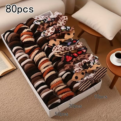 Women's Bohemian Hair Accessories Set - Different Styles (Bows, Bunnies, Hearts, Flowers, Polka Dots, Stripes, Plaid, Houndstooth) - All-Season Hair Clips, Barettes, Elastics & Pins for Girls & Women, /Party/Everyday Gift