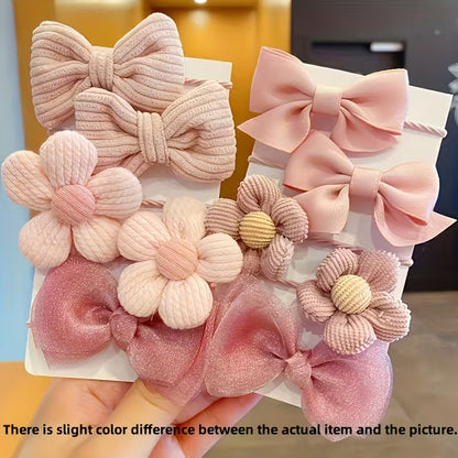 pack of 10 Sweet Style Bow Floral Designs, Featuring Strong Elasticity That Won'T Damage Hair, Perfect for Ponytail Accessories. Suitable for Everyday Use And Various Holiday Gifts.
