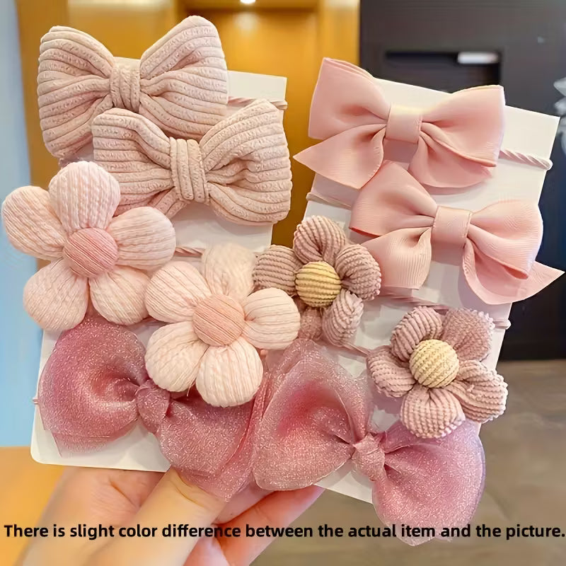 pack of 10 Sweet Style Bow Floral Designs, Featuring Strong Elasticity That Won'T Damage Hair, Perfect for Ponytail Accessories. Suitable for Everyday Use And Various Holiday Gifts.