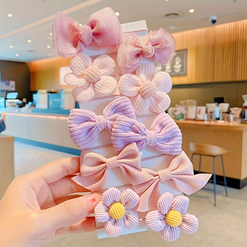 pack of 10 Sweet Style Bow Floral Designs, Featuring Strong Elasticity That Won'T Damage Hair, Perfect for Ponytail Accessories. Suitable for Everyday Use And Various Holiday Gifts.