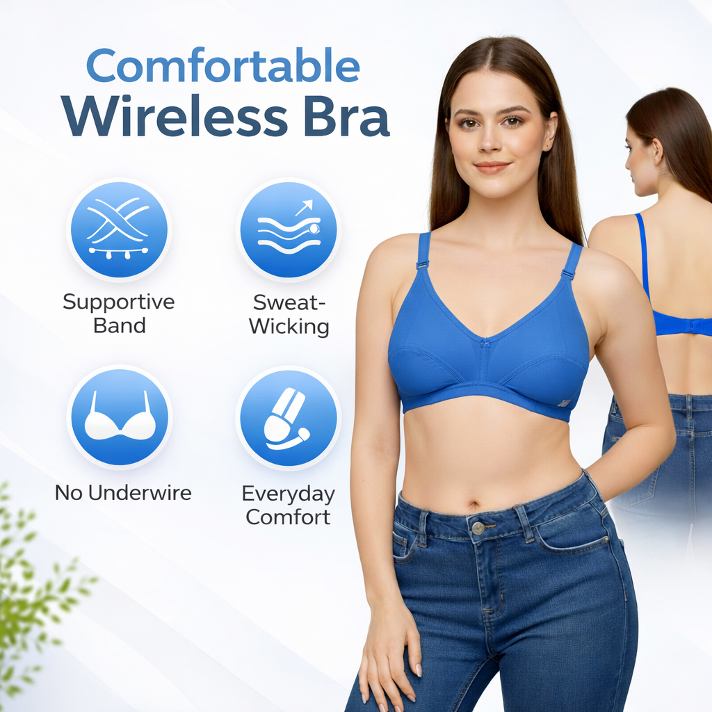 Women’s Comfort Bra – Blended Fabric, Non-Wired, Non-Padded, Everyday Wear, Size 32