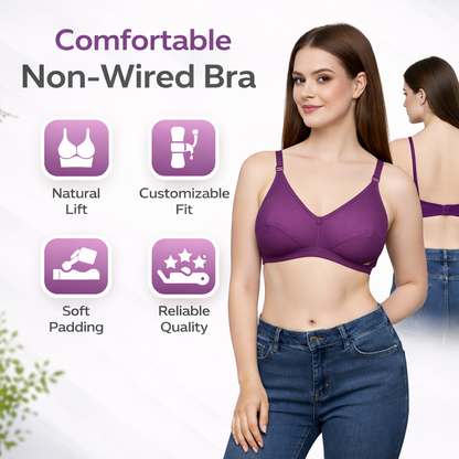 Women’s Comfort Bra – Blended Fabric, Non-Wired, Non-Padded, Everyday Wear, Size 32