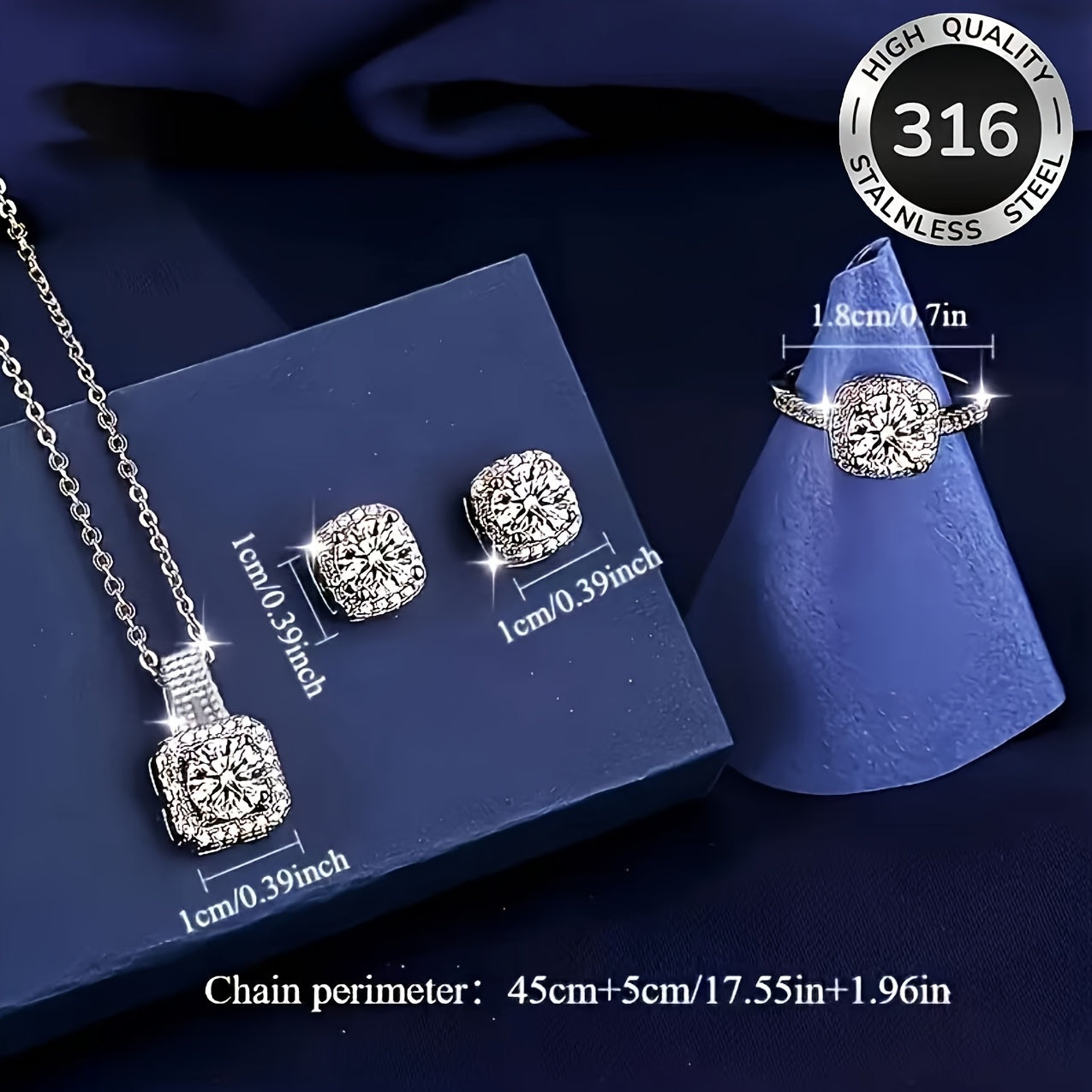 Elegant Cushion Halo Diamond Jewelry Set