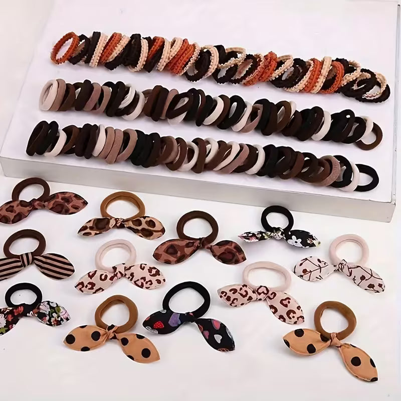 Women's Bohemian Hair Accessories Set - Different Styles (Bows, Bunnies, Hearts, Flowers, Polka Dots, Stripes, Plaid, Houndstooth) - All-Season Hair Clips, Barettes, Elastics & Pins for Girls & Women, /Party/Everyday Gift