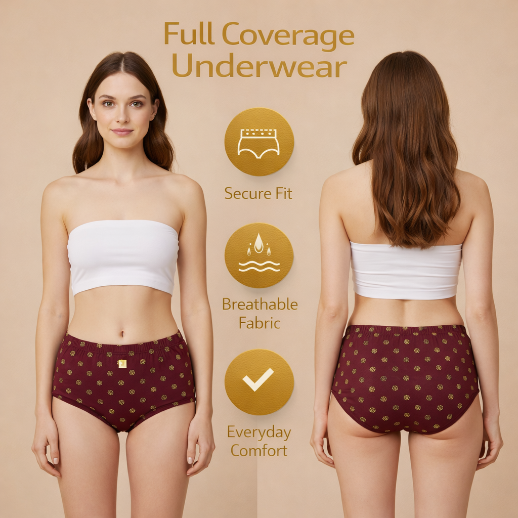 Women’s Classic Full Coverage Underwear – Soft, Secure & Comfortable Fit